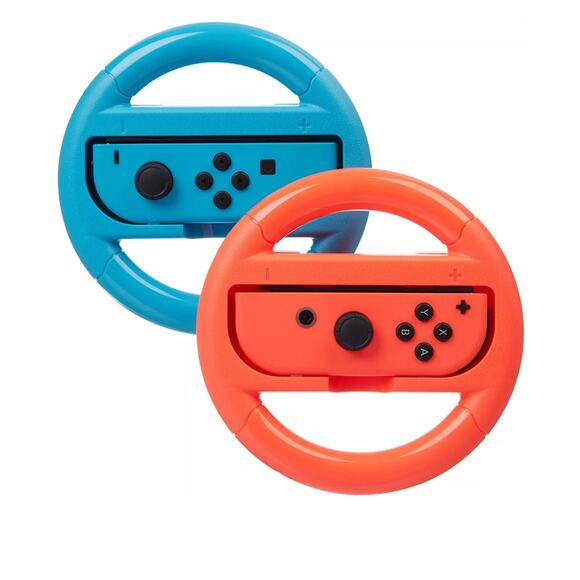 2 Pack Steering Wheel for Nintendo Switch Joy-Con Blue & Red Press Play Comfort - Picture 2 of 11